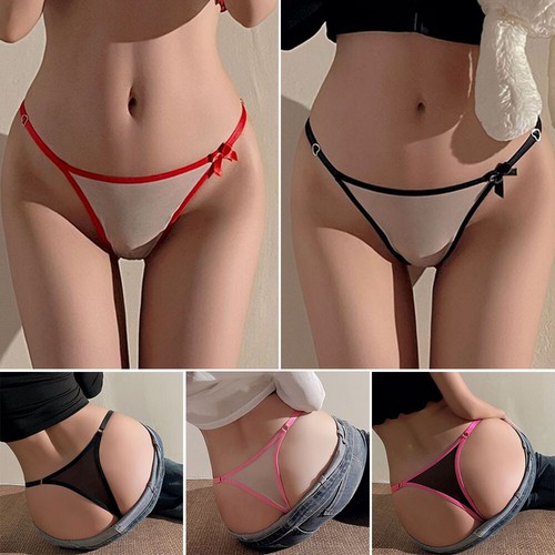 Women Sexy Thong Low Waist Briefs Thin Transparent G-Strings Panties Breathable